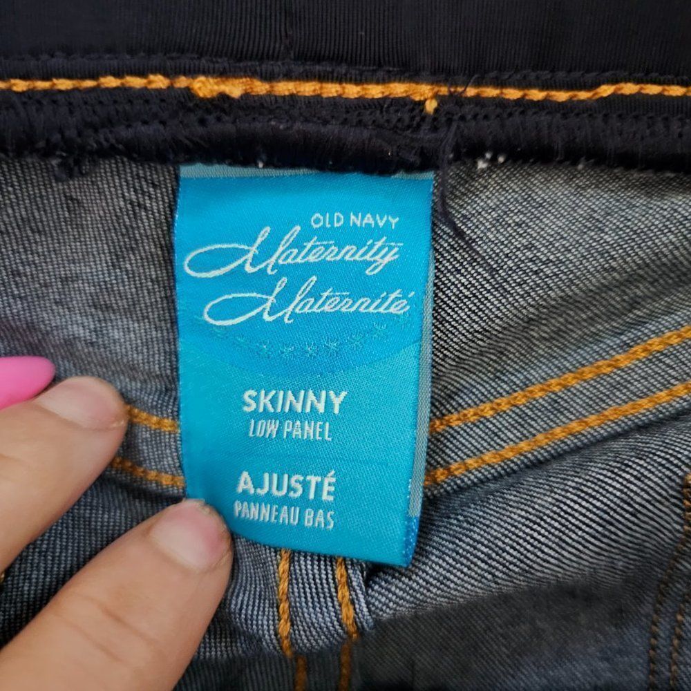 Old Navy Women Maternity Skinny Low Panels Pull On Denim Jeans Blue Size 8 - Picture 8 of 15